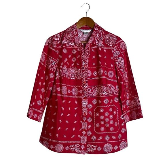 Allison Daley vintage red paisley patterned shirt. Size 8 - Picture 1 of 7